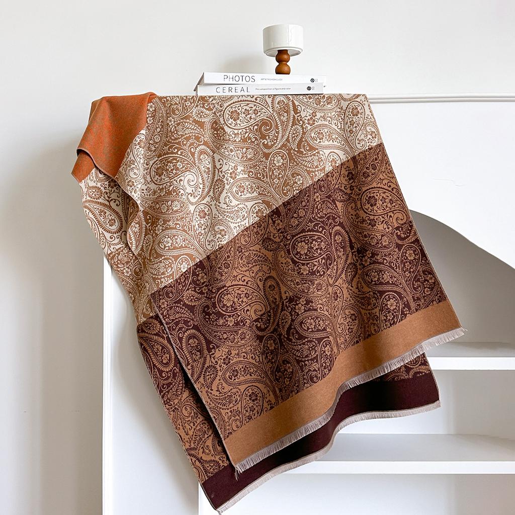 Scarf Women'S Winter Retro Exotic Cashew Flower Autumn And Winter Imitation Cashmere Scarf High-End Temperament Shawl