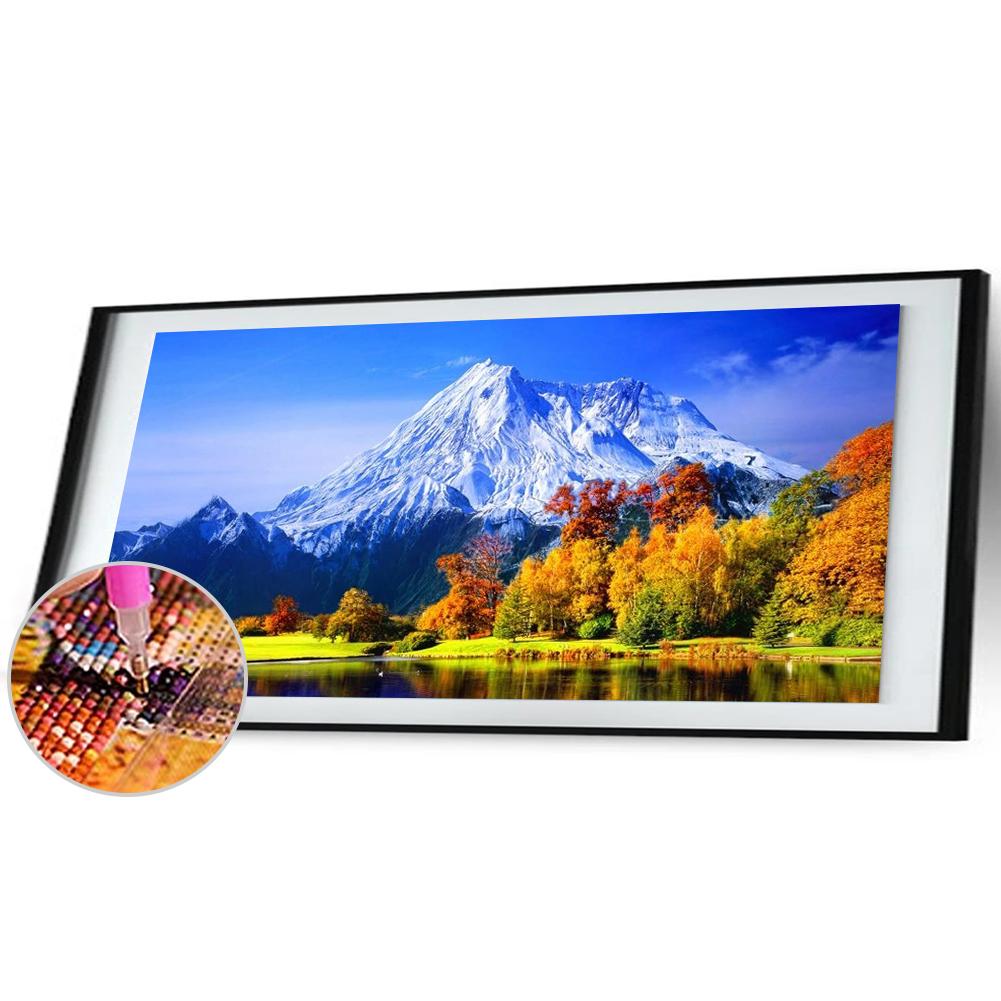 DIY 5D мозаика полная дрель круглая форма алмаз снежная гора озеро смола набор для рисования горный хрусталь рисунок дома искусство ремесло спальня декабрь