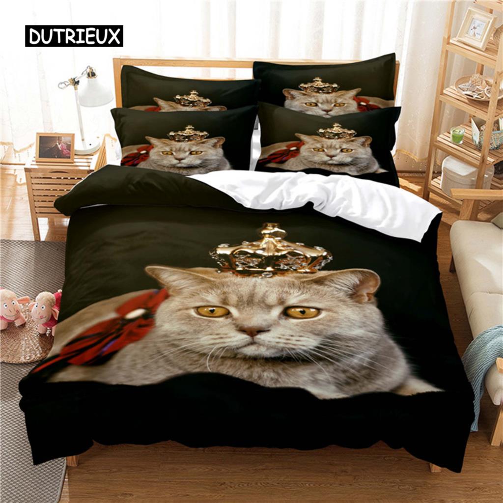 Комплект постельного белья Lovely Cat, комплект пододеяльников, комплект постельного белья с 3D-печатью, комплект постельного белья размера Queen, модный дизайн