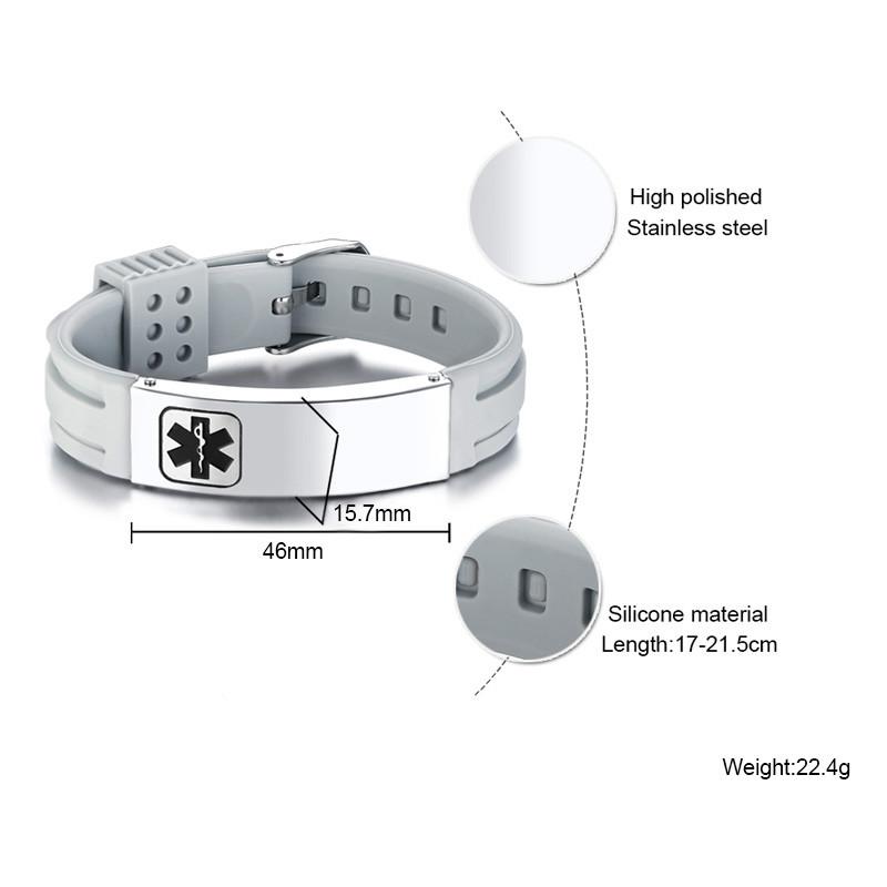 KOtik 2023, новые модные медицинские браслеты с гравировкой, персонализированные силиконовые браслеты из нержавеющей стали для