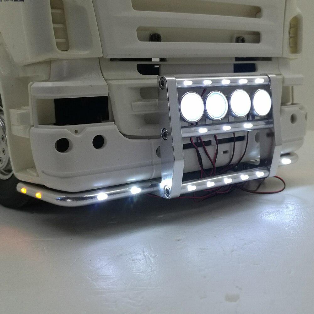 Металлический передний бампер со светодиодной подсветкой для 1/14 Tamiya RC Truck Tractor Scania R620 R470 56323 R730
