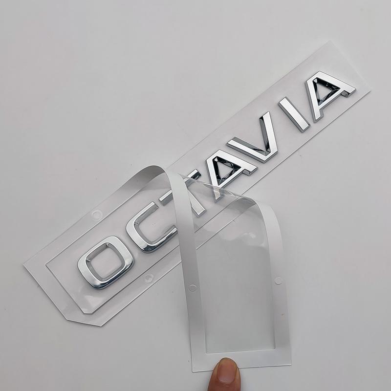 JBIW9 3D ABS Chrome Black Logo Octavia Emblem Letters Car Rear Trunk Sticker For Skoda Octavia 1 2 3 4 MK3 MK4 MK5 RS VRS Accessories