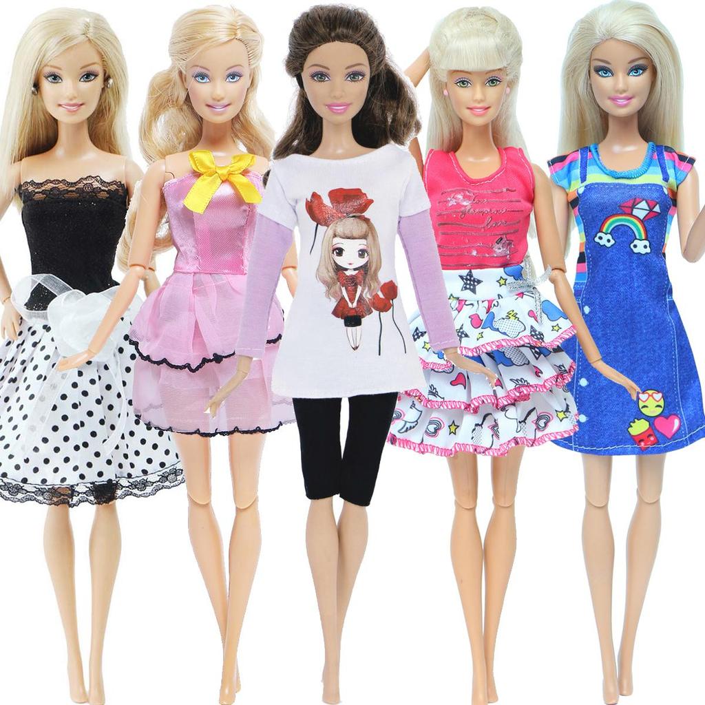 5 Sets Doll Clothes for 30cm Dolls Mix Dresses Outfits for 1/6 11.5 Inch Doll Lovely Gift Set for Girl Toy