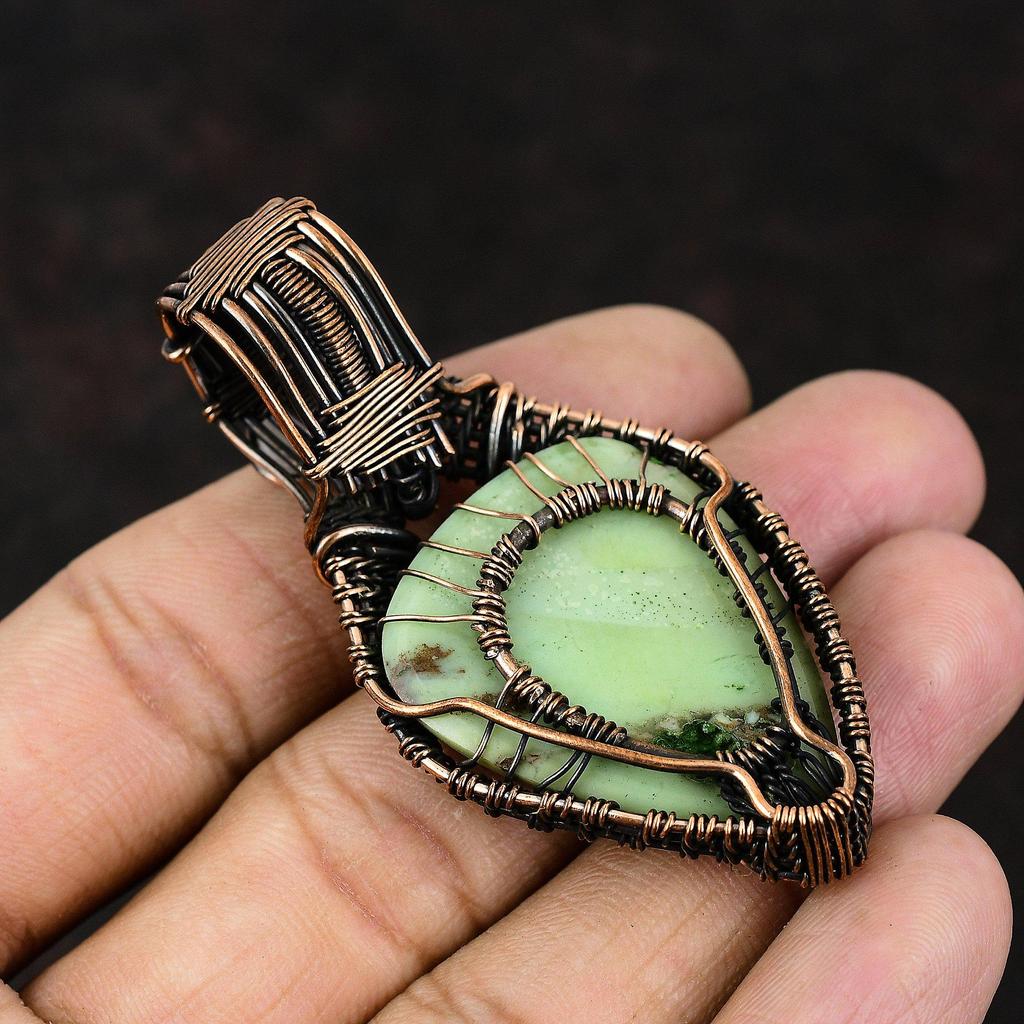 Древо жизни Подвеска из драгоценного камня хризопраз Медная проволока Ювелирные изделия Антикварные украшения Радужный лунный камень Ювелирные изделия Подарок для нее Подарок для матери