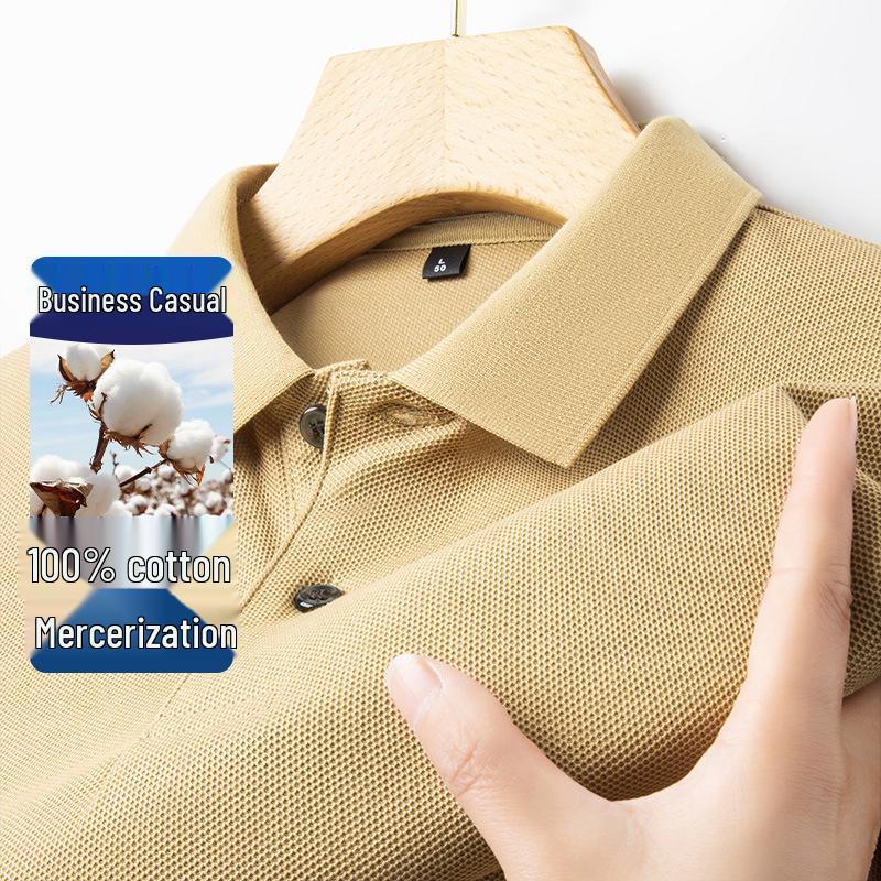 Мужская летняя хлопковая рубашка-поло, дышащий воротник, стиль Business Casual, стиль "Папа", короткий рукав