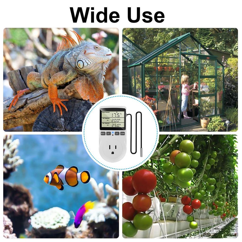 Digital Temperature Controller Socket with Backlight EU Plug Thermostatic Switch Temperature Controller with Sensors Probe Heating Cooling