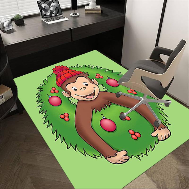 1PC Curious George Christmas Anti-slip carpet, suitable for Office, bedroomand playrooms. It can also be used as a sofa footrest cover-R79