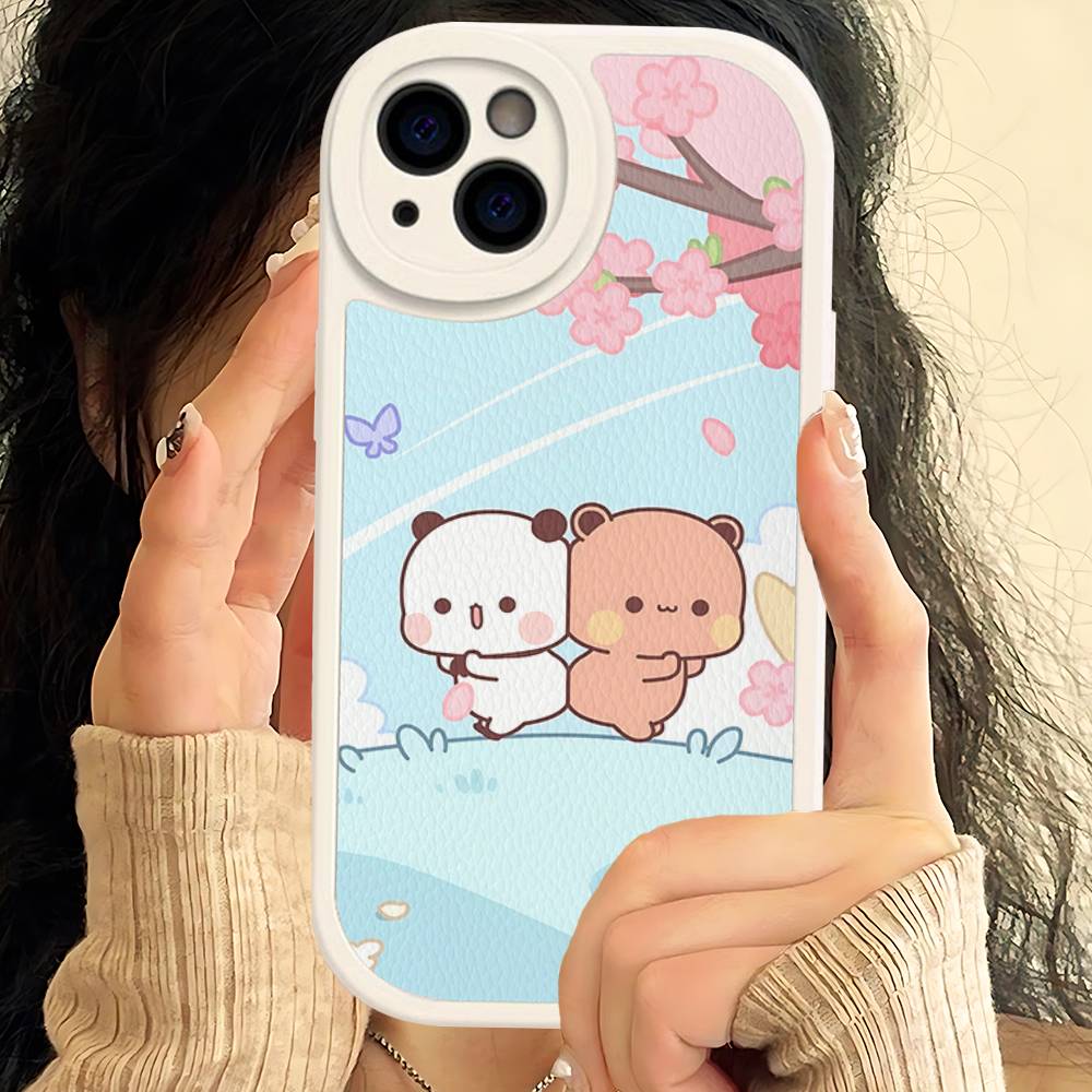Милый чехол для телефона Bubu Dudu для iPhone 16 15 14 13 12 11 Pro Max Plus Ударопрочный кожаный чехол