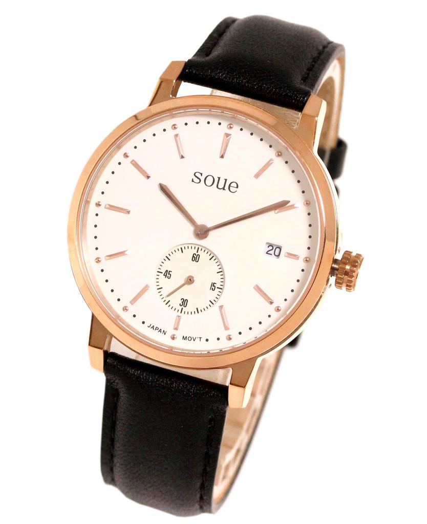 soue Парные часы Классика Парные часы Пара Пара 38 мм Размер кожаный ремень кожаный ремешок черный розовый золотой слоновая кость циферблат [SOUE] Женские Мужские
