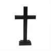 1PC Catholic Christian Solid Wood Pine Carbon Black Cross Decoration Wooden Cross Handmade