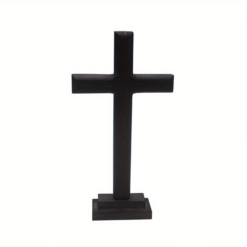 1PC Catholic Christian Solid Wood Pine Carbon Black Cross Decoration Wooden Cross Handmade