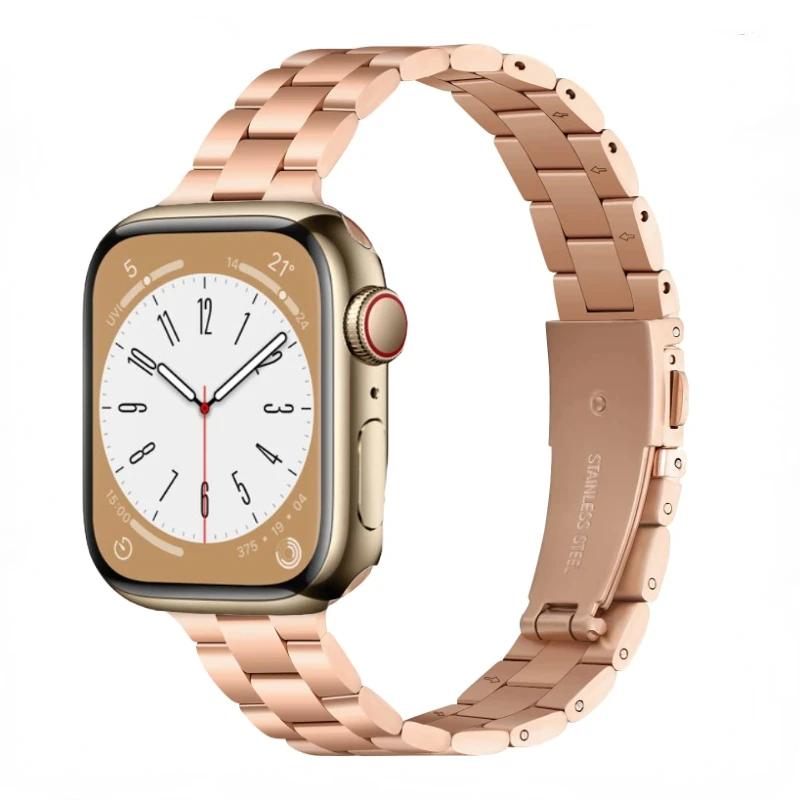 Тонкий металлический ремешок для Apple Watch 10 9 8 7 41 мм 45 мм 42 мм 46 мм Женский браслет из нержавеющей стали iWatch Ultra 49 мм 6 5 4 3 SE2 Ремешок