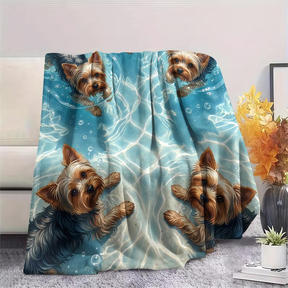 Sea water puppy kitten Print Flannel Blanket,High quality Comfortable for All Seasons,Home Decor,Warmth and Comfort,Perfect for Christmas Gifts