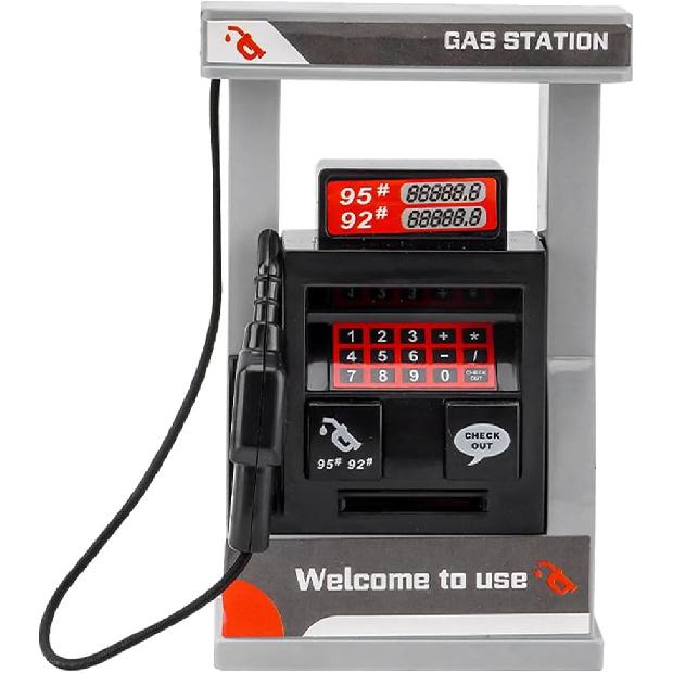 Kids Toy Miniature Gas Station Model Playset with 2 Roadblocks,Little Gas Station Pump Toy Simulation Play for Boy Childrens Pretend Game DIY Play