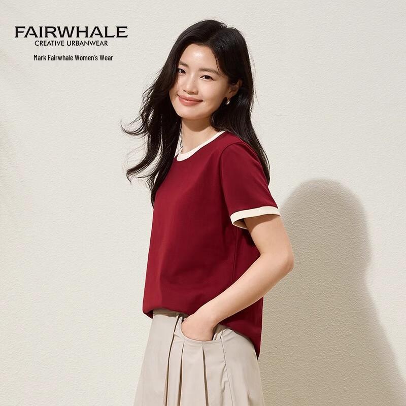 Mark Fairwhale Женская хлопковая футболка с круглым вырезом и цветовыми блоками