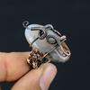 Natural Dendrite Opal Gemstone Handmade Copper Wire Wrap Ring Size 6 W0H77