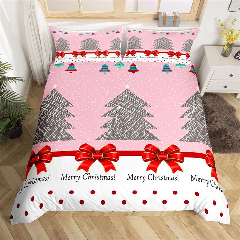 Комплект постельного белья «Веселая рождественская елка» Красный комплект пододеяльника Рождественская снежинка с блестками Покрывало Микрофибра Полуторный Кинг Покрывало