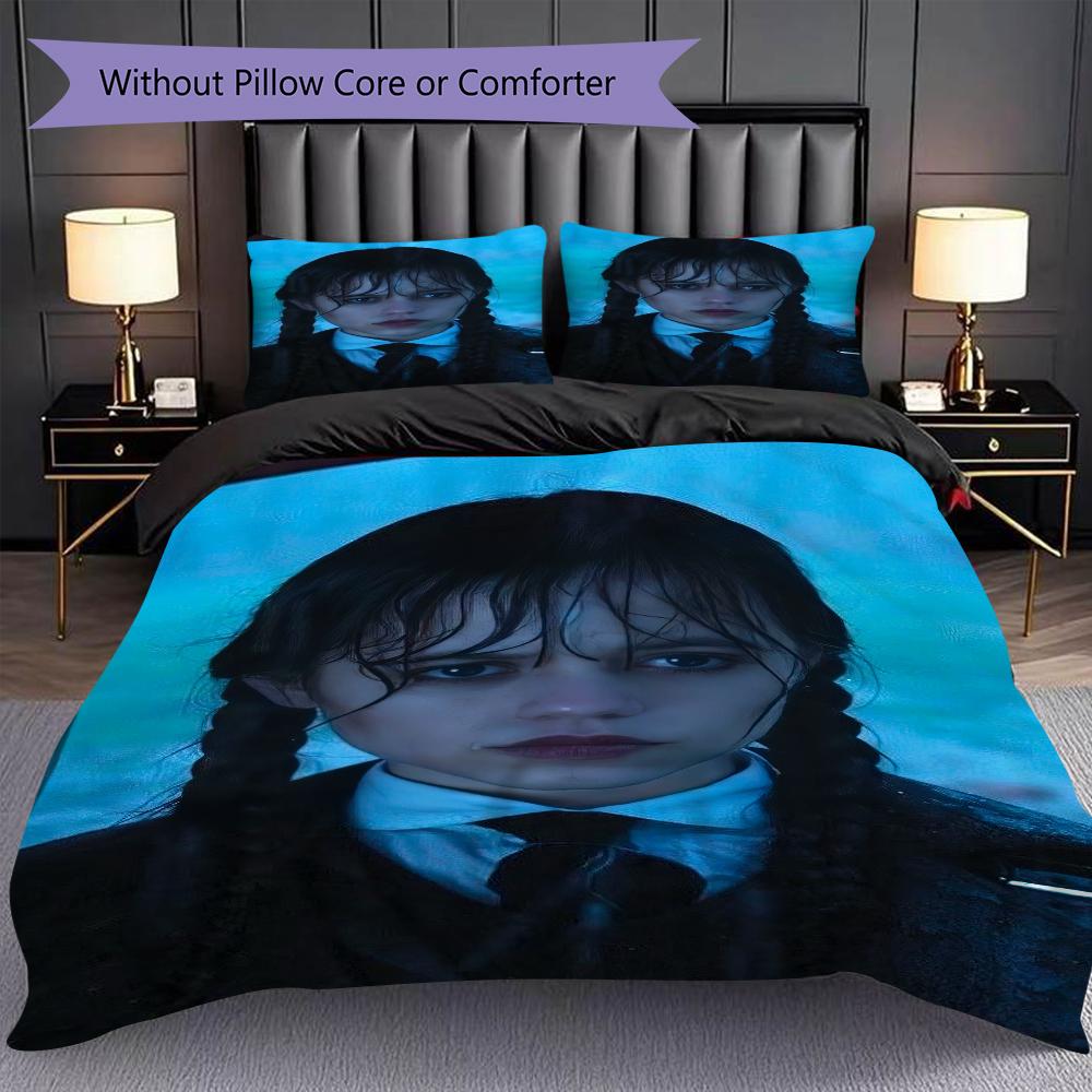 1PC Wednesday pattern Bedding Quilt Set Quilt Cover Pillowcase Home Decoration Birthday Gift (1 * duvet cover + 53 * pillowcase, without core)