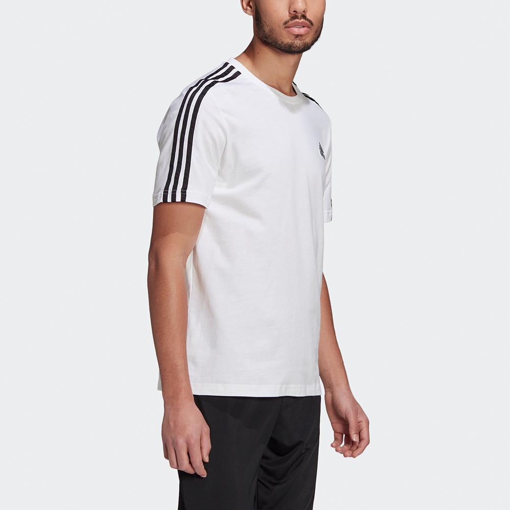 adidas Футболка Essentials с тремя полосками, белая/черная, мужская, уличная GL3733