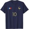 France Football Футболка с ретро-графикой Номер 10 Дышащий Хлопок Повседневная с Круглым Вырезом
