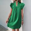 Летнее свободное прямое платье - Повседневное отпускное платье со стойкой воротником однотонное европейской и американской моды