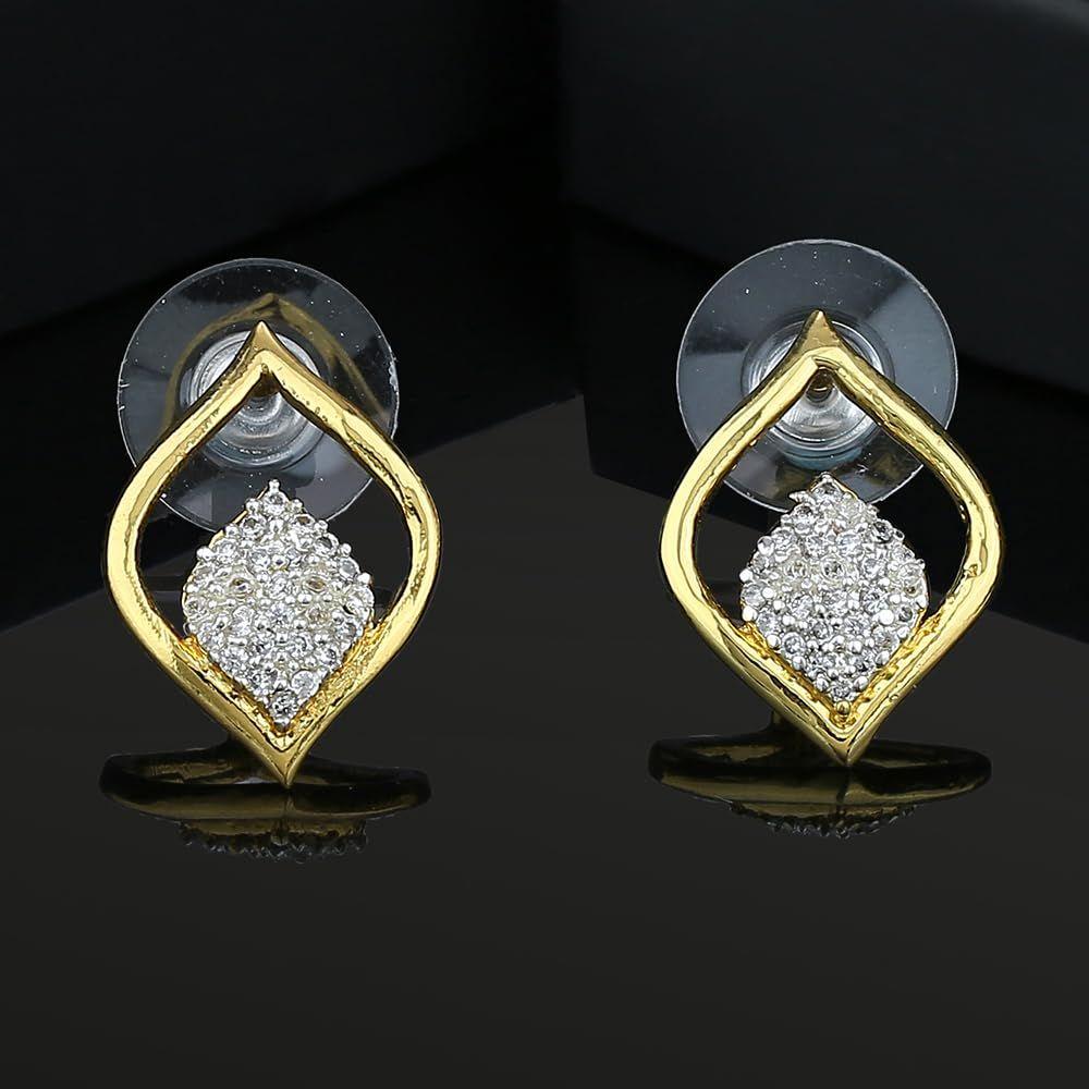 Золотые серьги-гвоздики Jyoth из латуни с американским бриллиантом 24 карата и позолотой и серебром для женщин и девочек