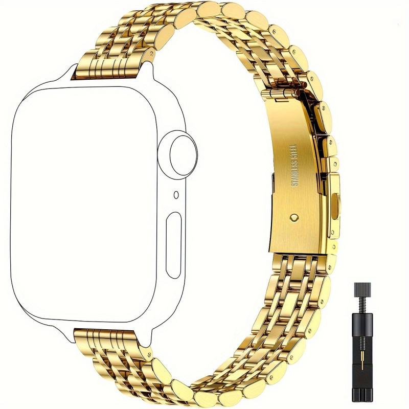 Двухцветный браслет из нержавеющей стали для Apple Watch 38/40/41/42/44/45/46/49 мм Серии 1-10 и SE Металлический ремешок для IWatch Серии