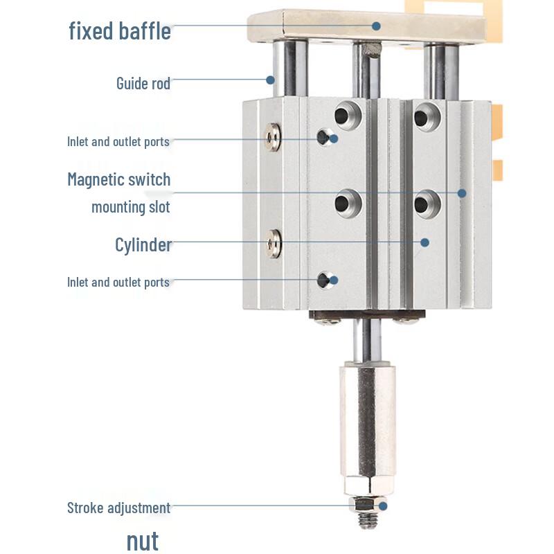 HNYH Three-Axis Adjustable Stroke Cylinder with Guide Rod
