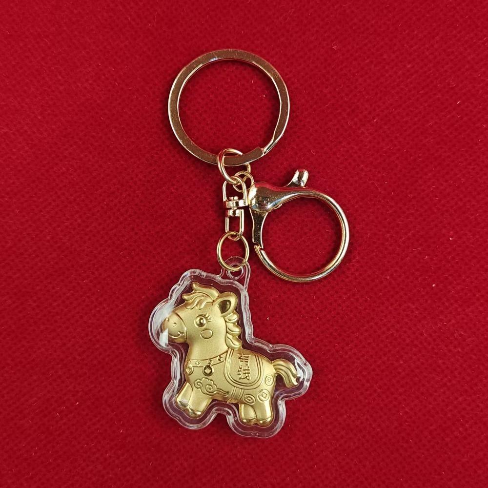 Get Rich Gold Horse Keychains Wealthy Mobile Chain Bags Accessory Bag Pendant Zodiac Horse Year
