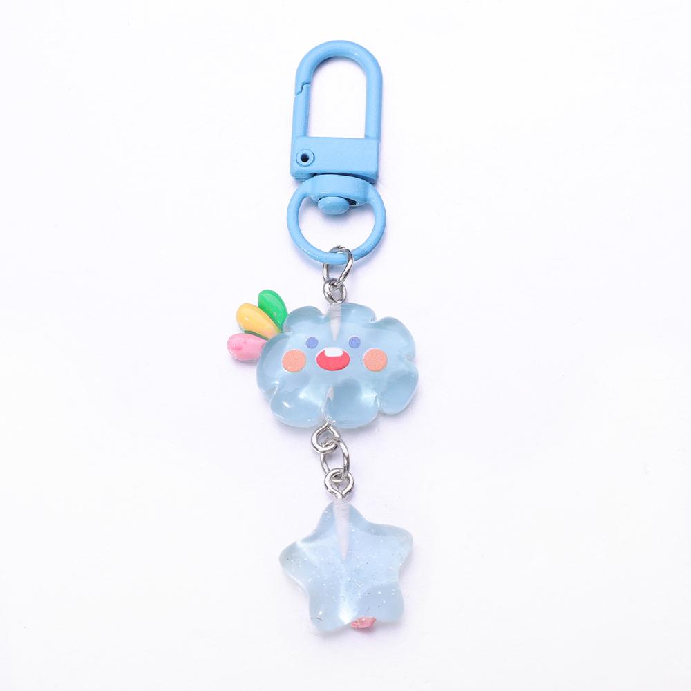 Cartoon Cloud Lightning Moon Star Pentagram Key Chain for Women Cute Fun Aesthetic Key Ring Fashion Pendant Accessories Gift