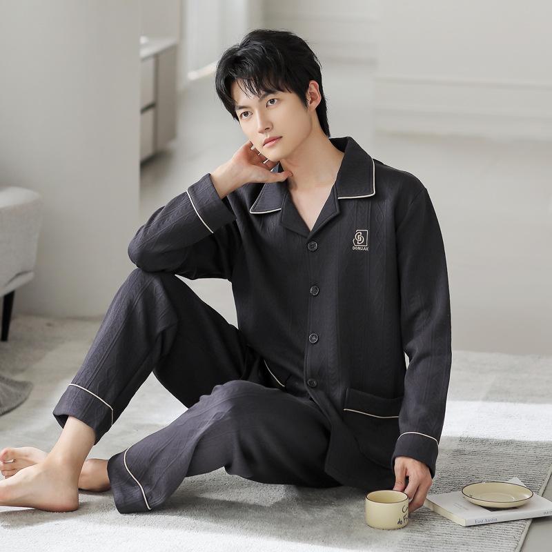 Пижама мужская весенне-осенняя утолщенная хлопковая с длинным рукавом, домашняя одежда, осенне-зимняя тонкая, зимняя хлопковая с воздушным хлопковым слоем
