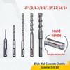 Round Shank Non-Standard Electric Hammer Drill Bit Set (3-15mm) for Concrete Walls