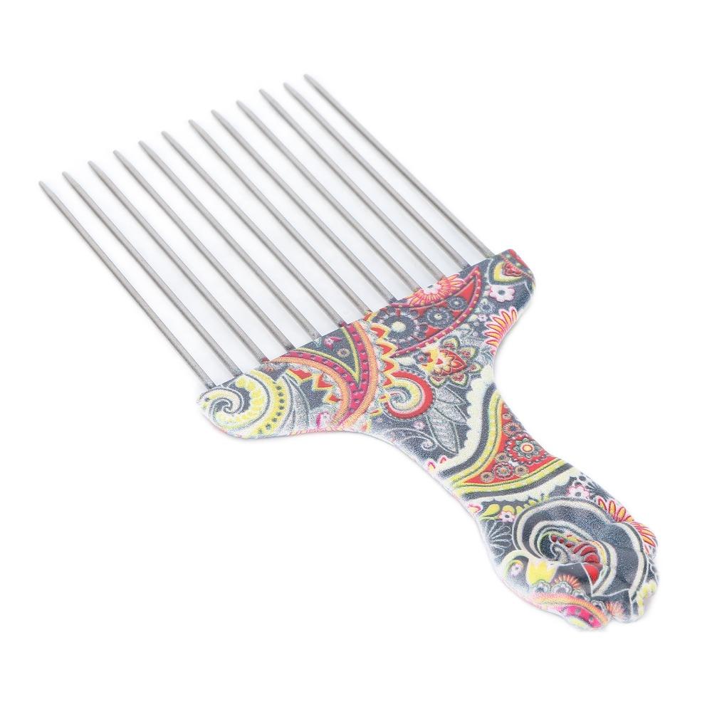 2PCS Professional Grade Hair Pick Combs Stainless Steel Wide Tooth Comb Curly Hair