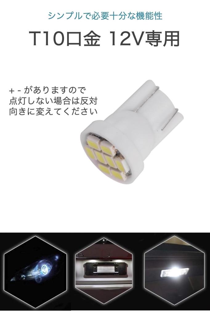 wumio LED License Plate Light T10 8 Row SMD Wedge Bulbs, Set of 10,