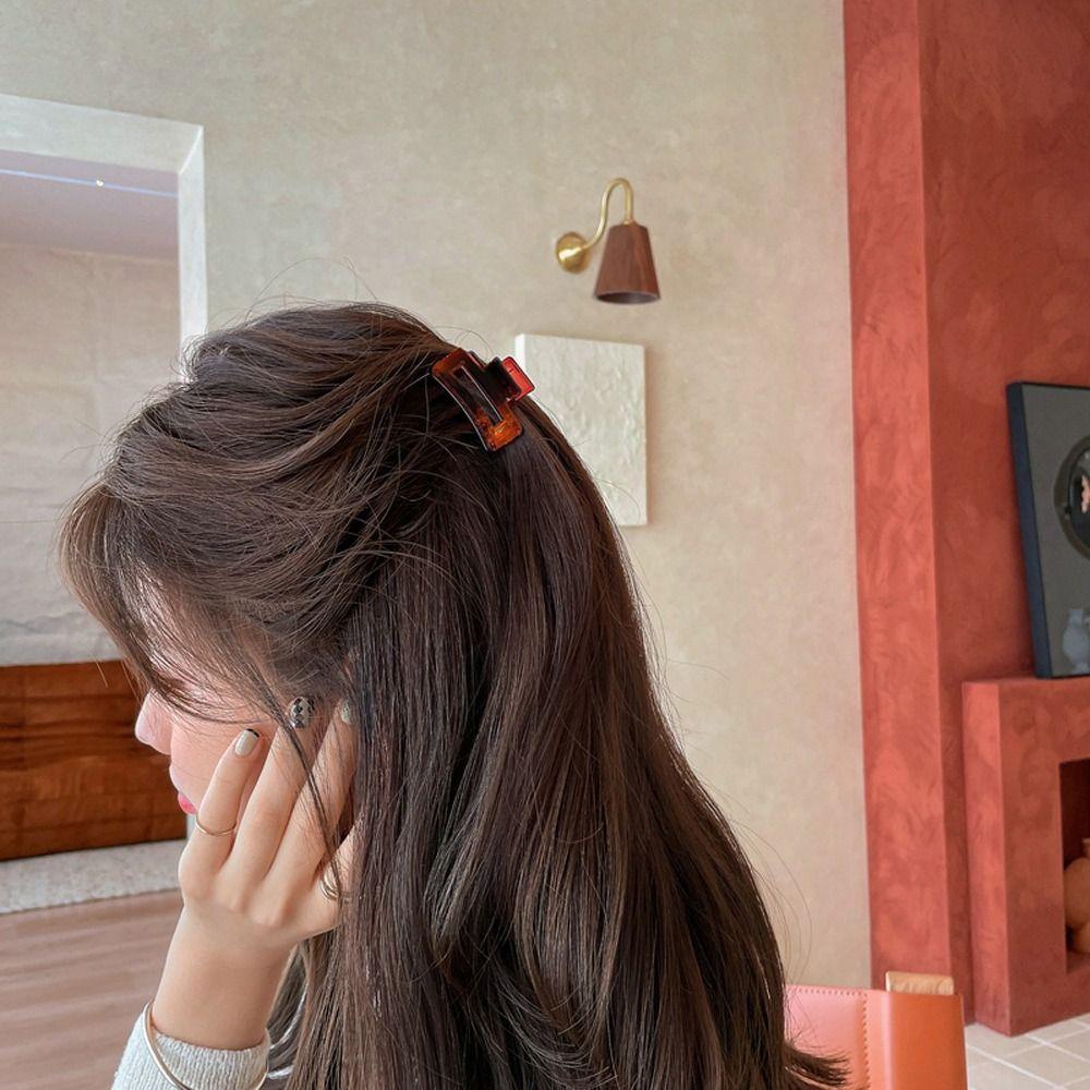 Прямоугольная прозрачная заколка-акула, маленькая полая заколка для волос, модная мини-заколка для волос, ежедневная