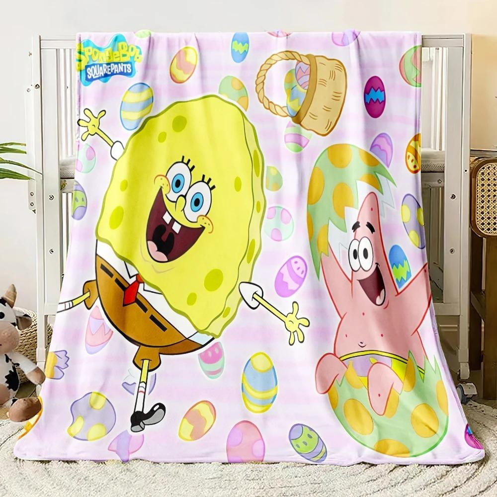 Cartoon Sponge Flannel Warm Blanket King Size Throw Travel Blanket for adult Children Gift Home Decor Throw for Bed and Sofa