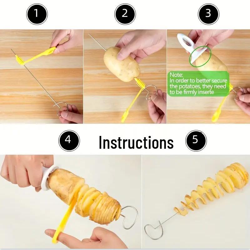 Tornado Potato Spiral Cutter - Hand-Cranked BBQ Skewer Slicer