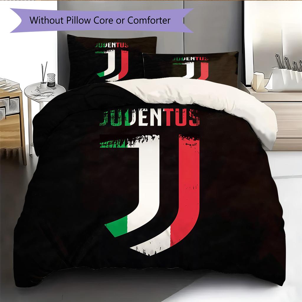 Juventus F.C Pattern Bedding Quilt Set Home Decoration Gift (1 * duvet cover + 2 * pillowcase without core)