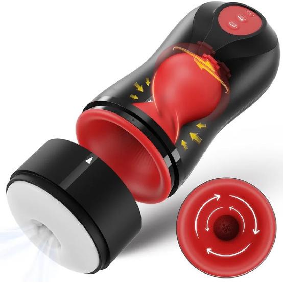 Multifunctional Male Masturbator Oral Sex Machine Awaken Penis Glans Massage Vibration Swirling Tighten Modes Orgasm Stimulator