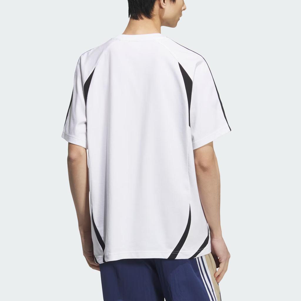 Adidas Оригинальная футболка Teamgeist с логотипом, цветной блок, в полоску, спортивная, с коротким рукавом, мужская, топы, белая, KB8966