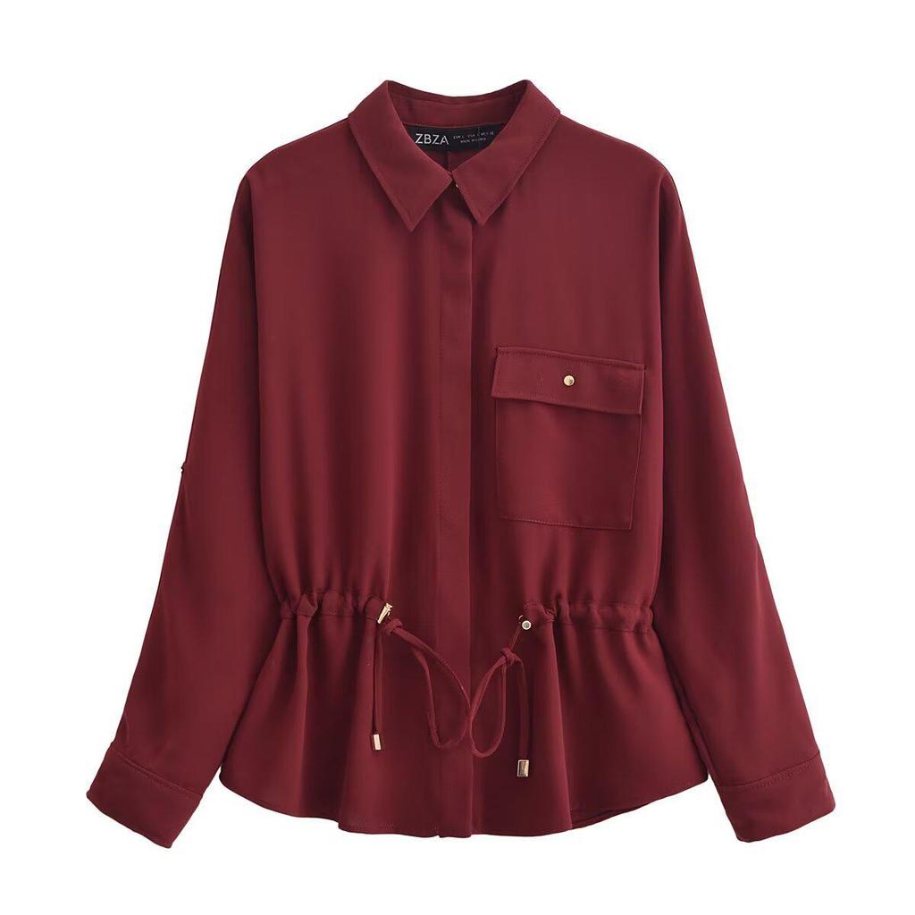 2025 Весна Женская Креповая Свободная Рубашка и Повседневные Длинные Брюки - Евро-Американский Стиль