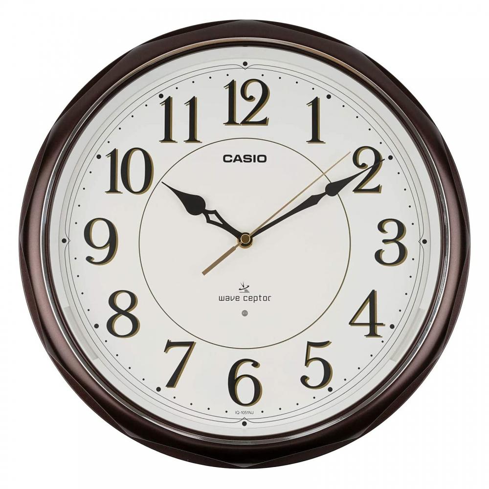 Casio Wall Clock, Radio Wave, Brown, Diameter 33cm, Analog, Always On, Second Hand Stopped At Night, IQ-1051NJ-5JF