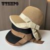 Straw Hat Women's Summer Outdoor Travel Sunshade Sun Protection Hat Bow Foldable Beach Hat