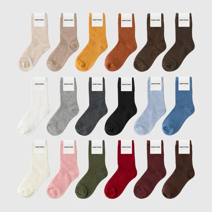 [4ПАК] Женские модные носки Цветные носки _19 цветов