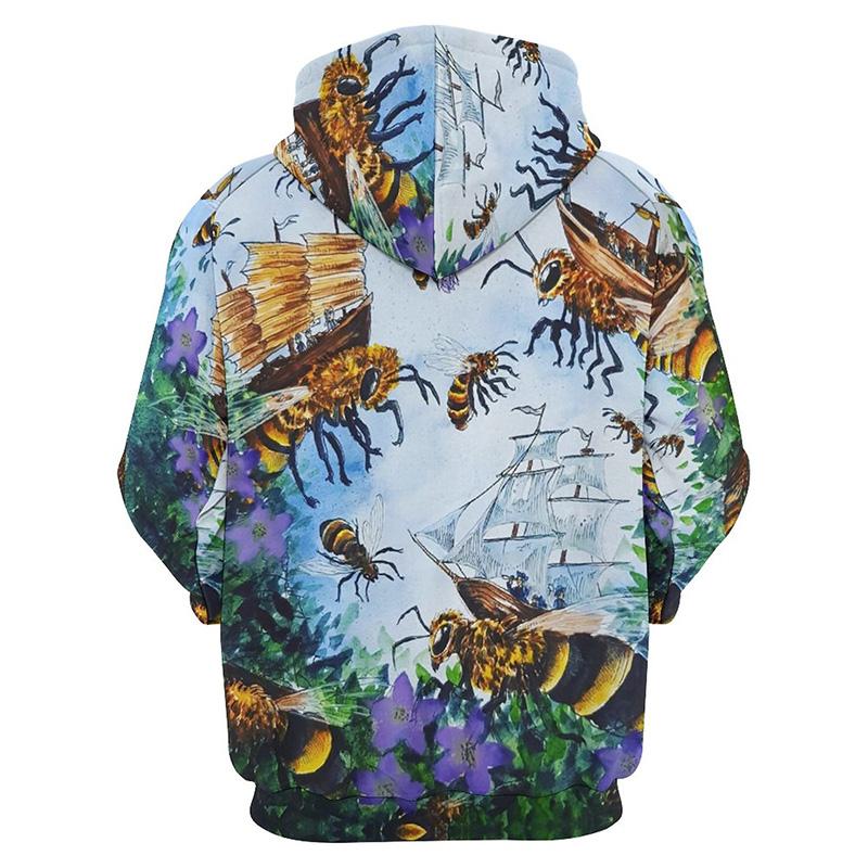 Honeycomb Bee Graphic Sweatshirts Funny Insect Bees 3D Printed Hoodies For Men New In Hoodie & Sweatshirts Casual Y2k Hoody
