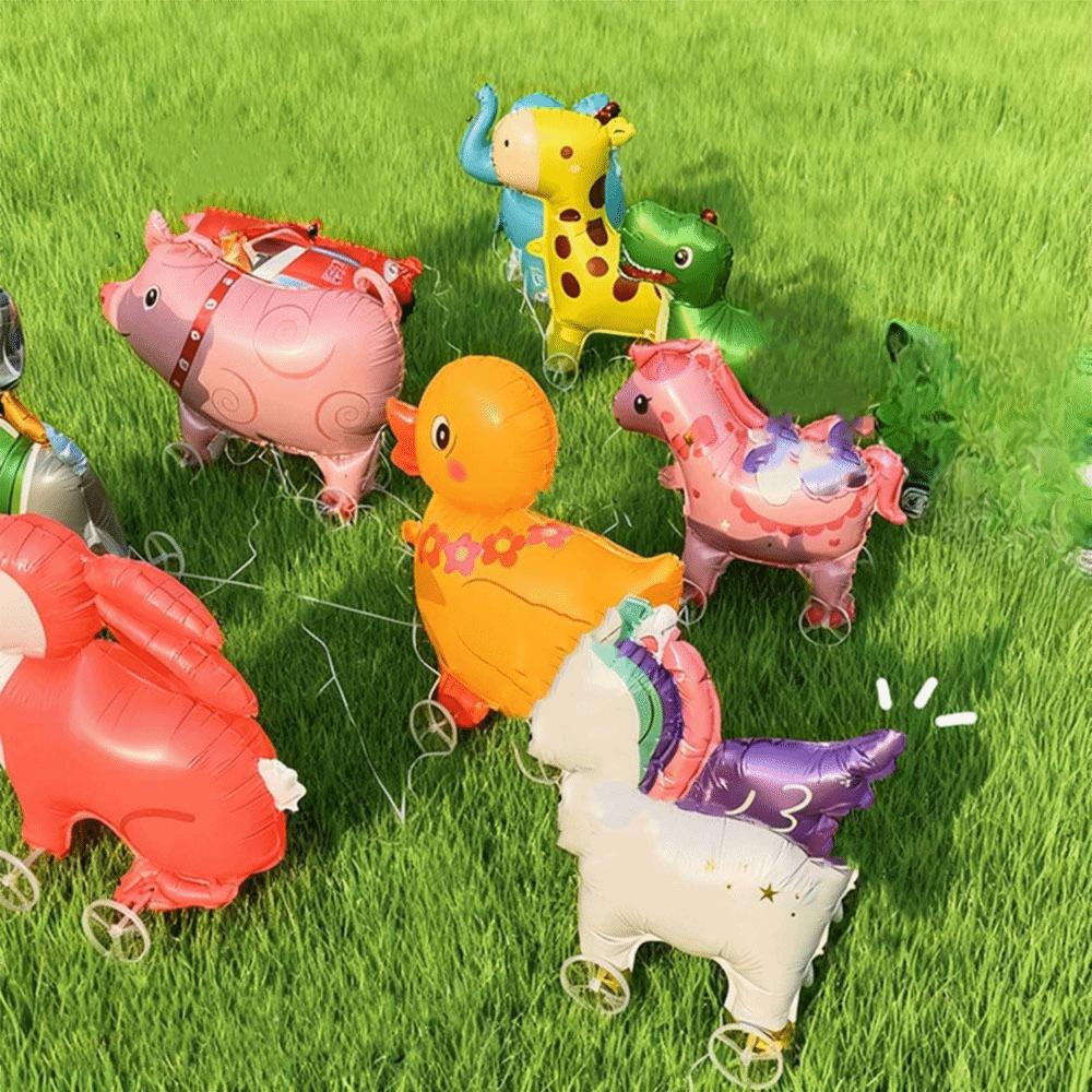 With Wheels Standing Foil Balloons Movable Design Foil Balloons With Wheel Kids Birthday Party