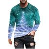 Fashionable Design Men's Long Sleeved T-shirt 3D Printed Christmas Pattern Casual Men's Street Minimalist Harajuku Round Neck