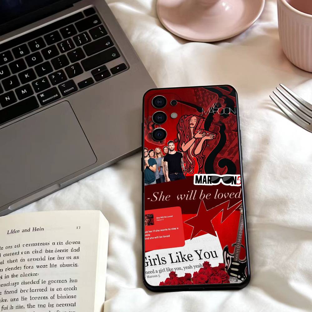 Band Maroon5 Phone Case For Samsung S25,24,23,22,30,21,10,9,Ultra,Plus,Lite,FE,4,5 G Soft Black Case