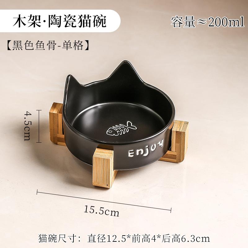 Керамическая миска для кошек, деревянная подставка для мисок, миски для кормления собак, тарелка для закусок и консервов, антиопрокидывающаяся миска для воды для домашних животных