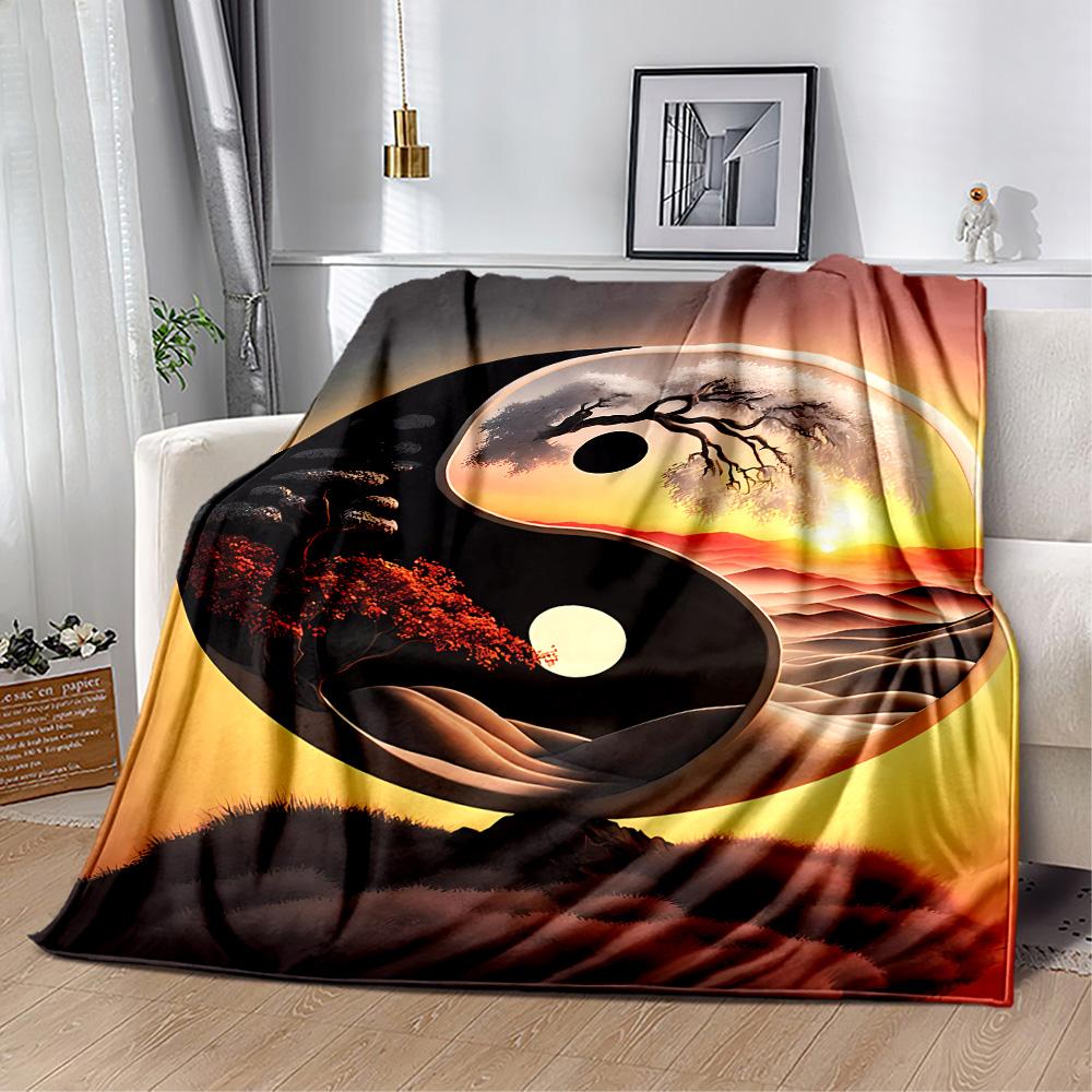 Yingyang Blanket Durable Comfort Perfect for Office Chair Office Picnics Four Seasons Universal Digital Print